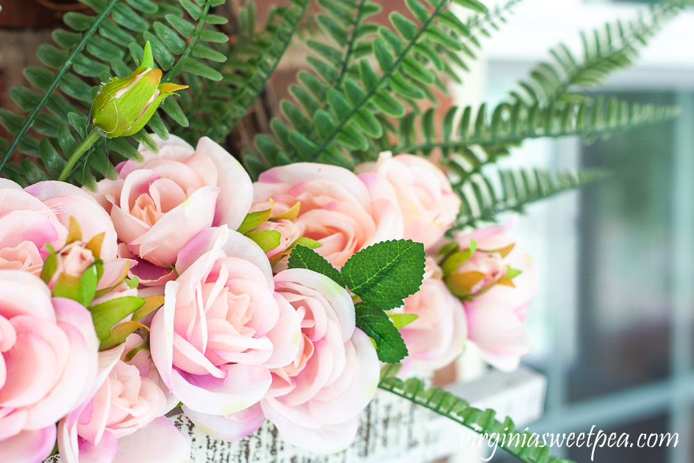 Faux roses and faux ferns from Dollar General