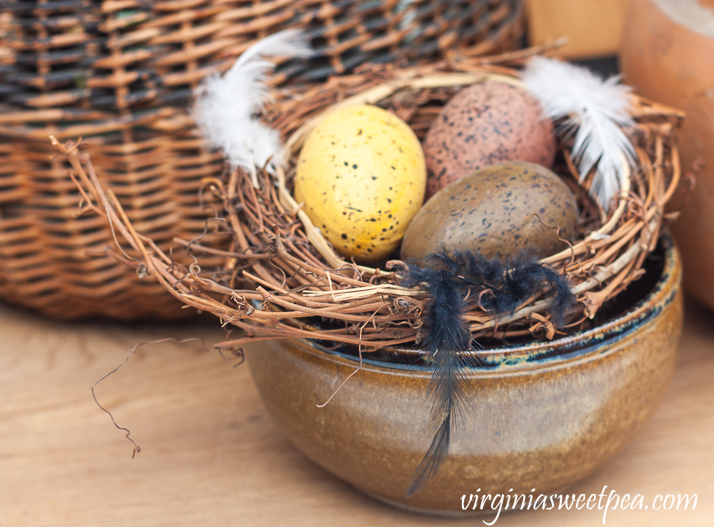 Nest with eggs in a pottery bowl