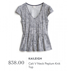 Kaileigh Cait V Neck Peplum Knit Top