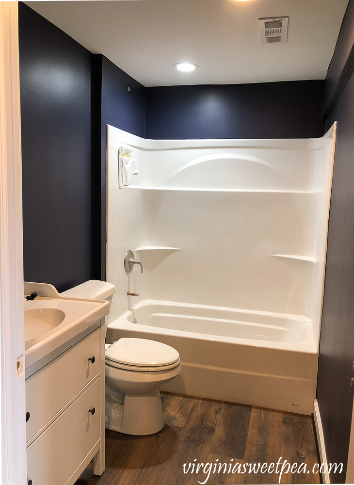 Bathroom Painted SW Charcoal Blue