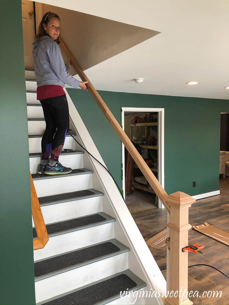 Installing a banister on a set of stairs