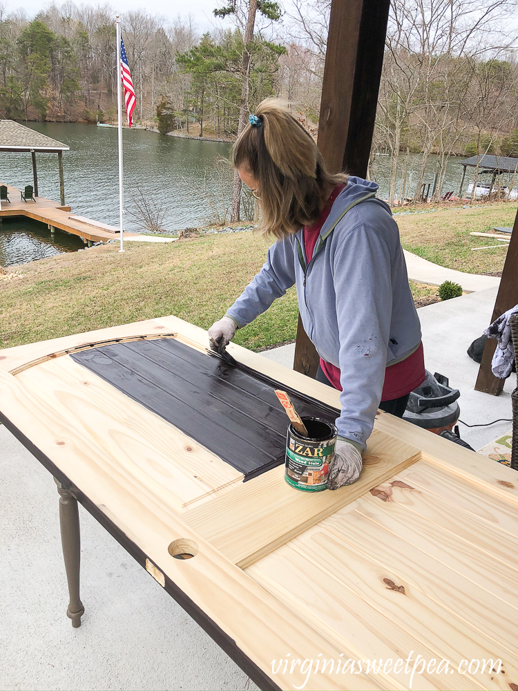 Staining doors with Zar stain in Charcoal