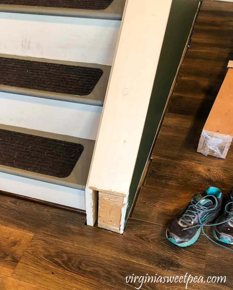 Lake House Basement Project Update Ten Installing a Newel Post