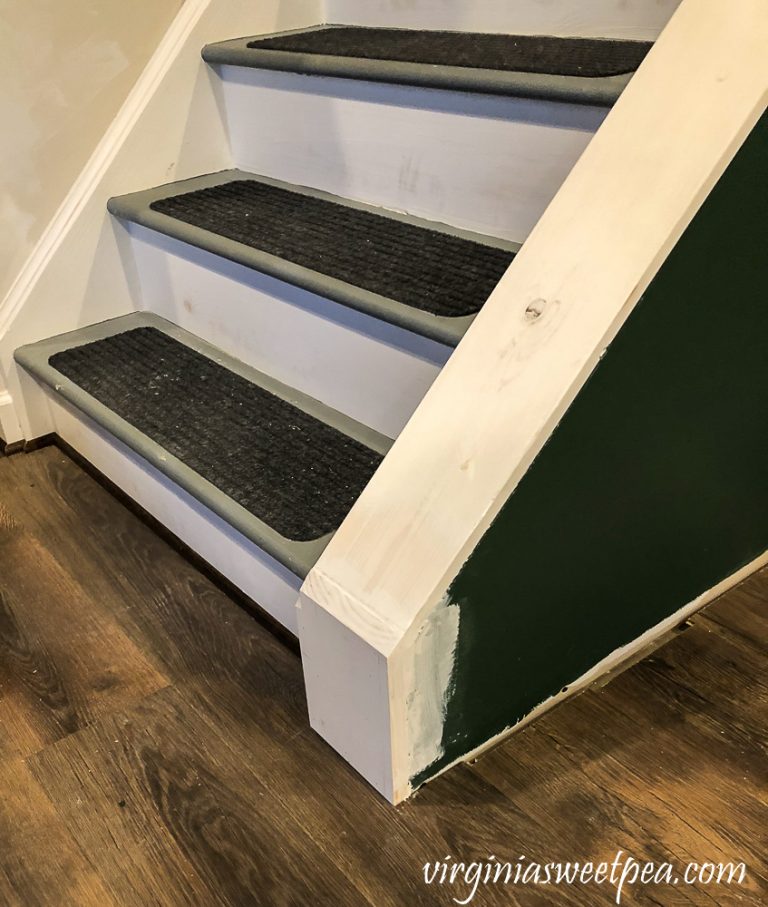 Lake House Basement Project Update Ten Installing a Newel Post