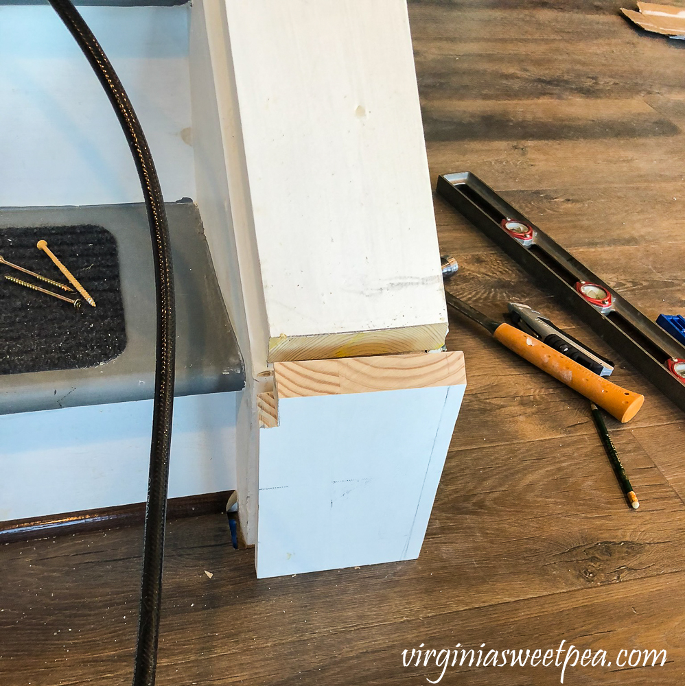 Lake House Basement Project Update Ten Installing a Newel Post
