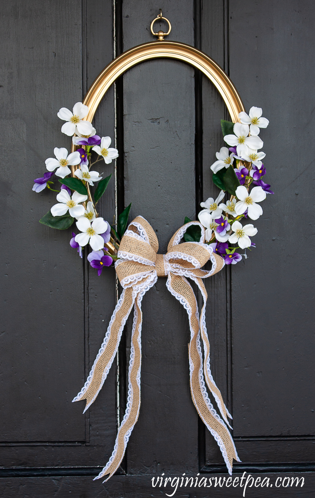 Spring wreath made using a picture frame