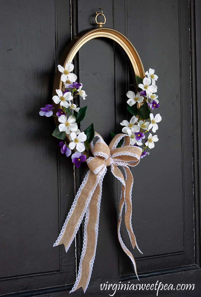 Spring wreath made using a picture frame