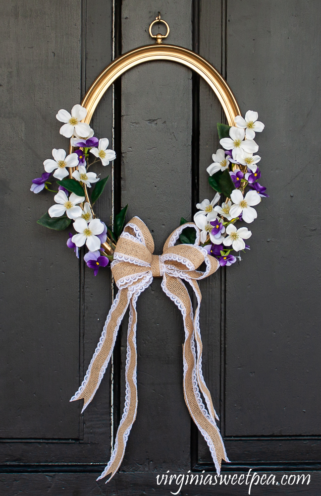 Spring Wreath made using an oval picture frame