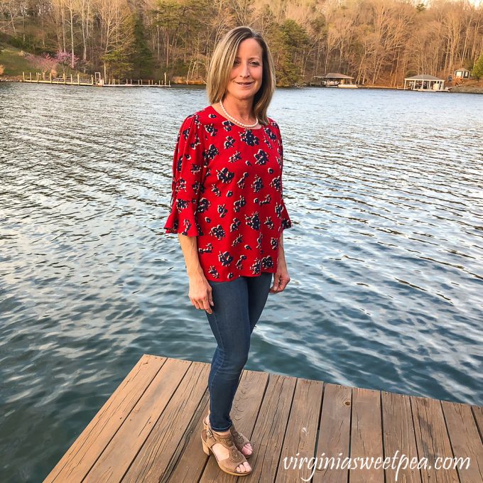 Stitch Fix Review for April 2020 - Skies are Blue Fairly tie Detail Top