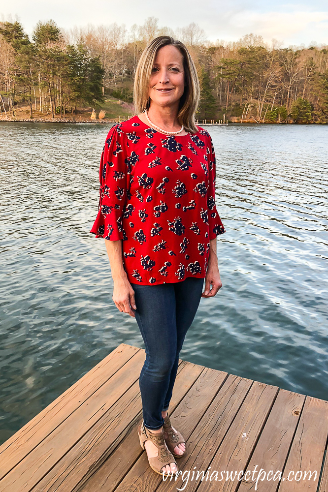 Stitch Fix Review for April 2020 - Skies are Blue Fairly tie Detail Top