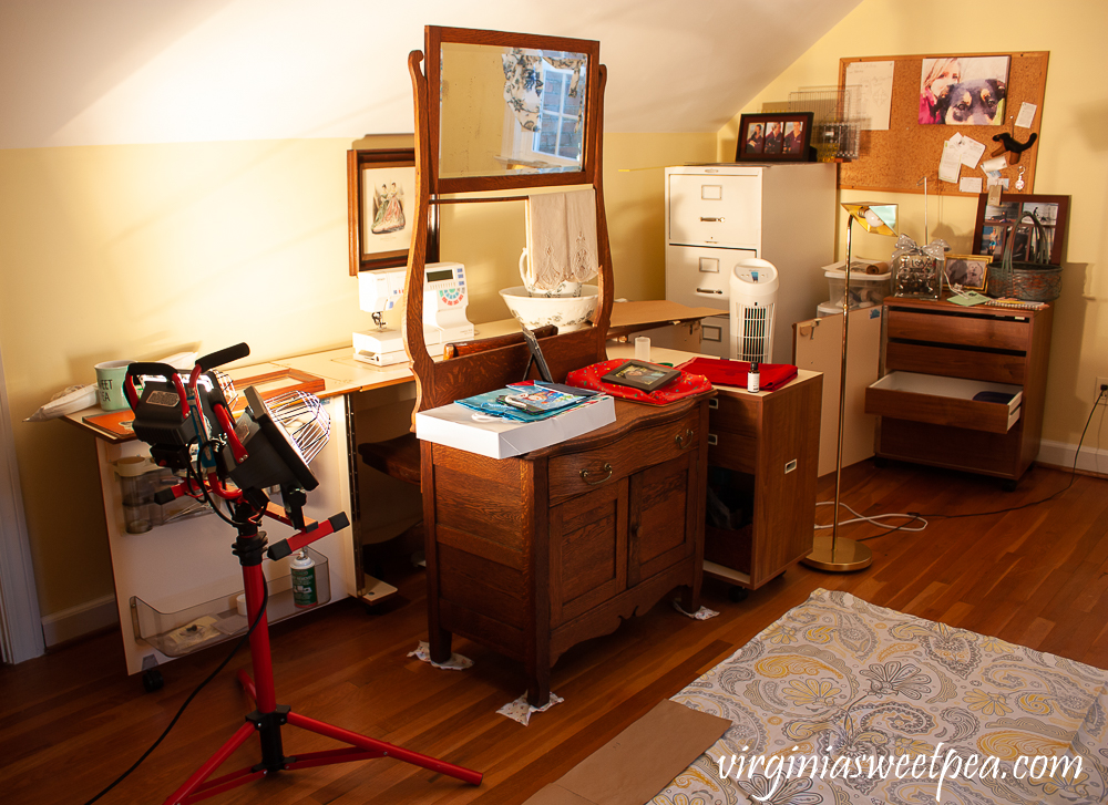 Messy sewing room