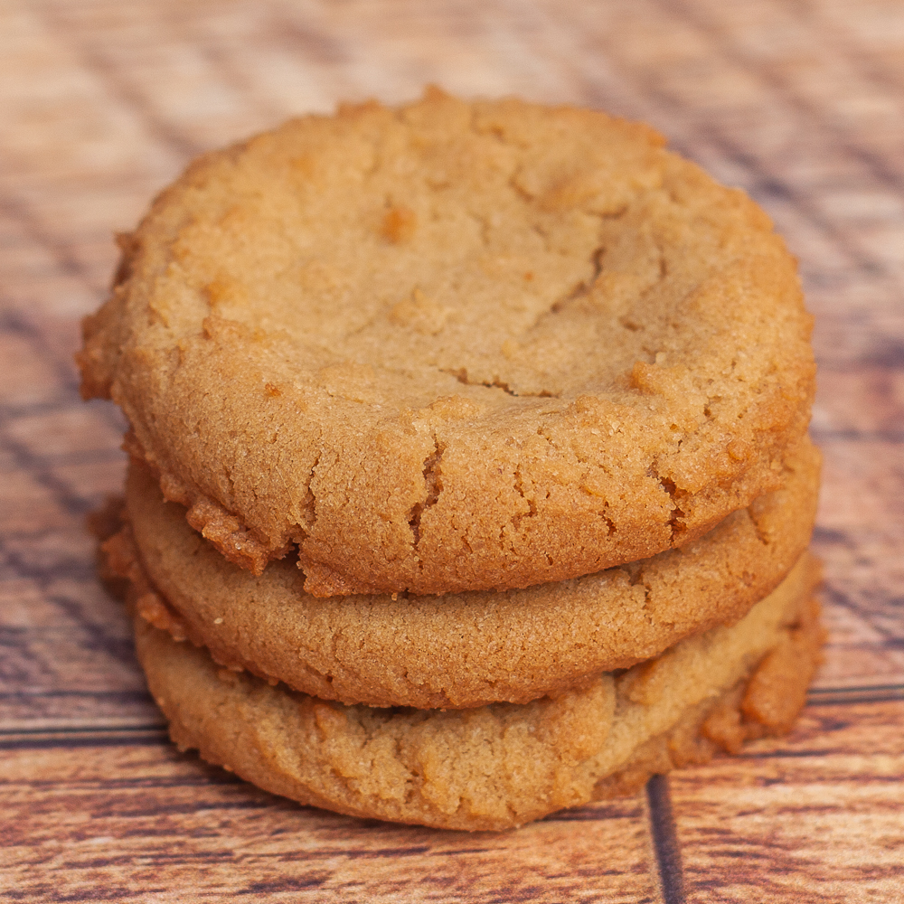 Three Peanut Butter Cookies in a Stack