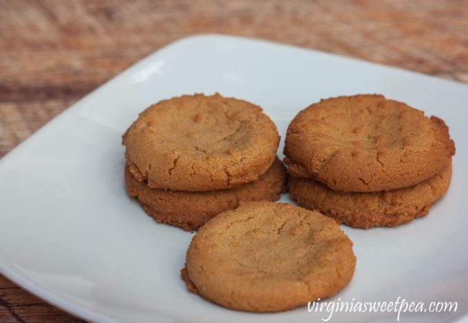 Peanut butter cookies on a white plate