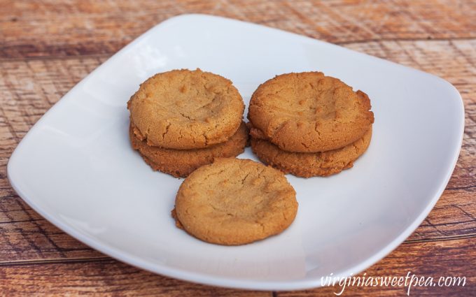 Peanut butter cookies on a white plate