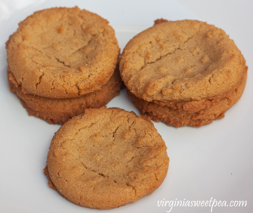 Peanut butter cookies on a white plate