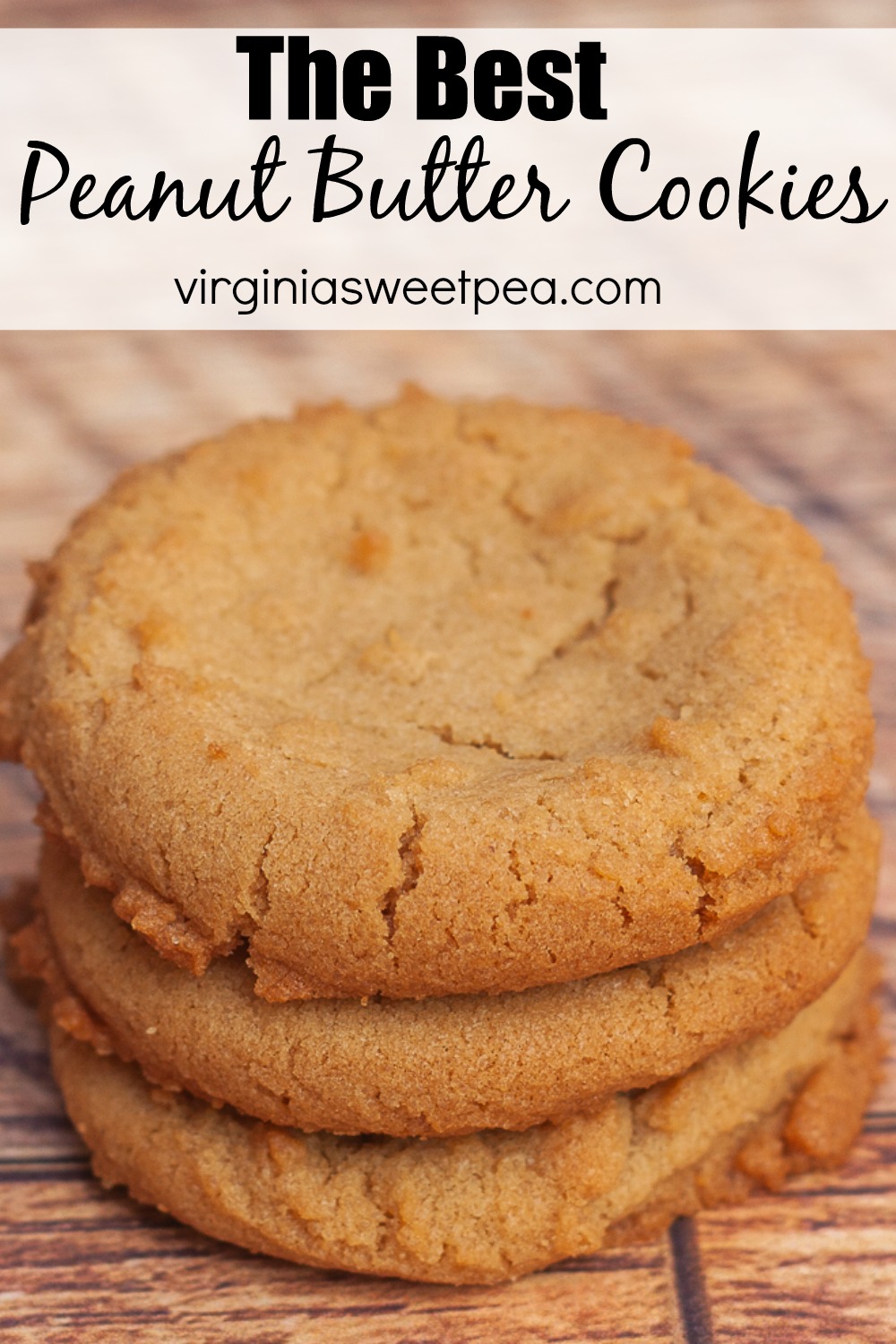 A stack of three peanut butter cookies