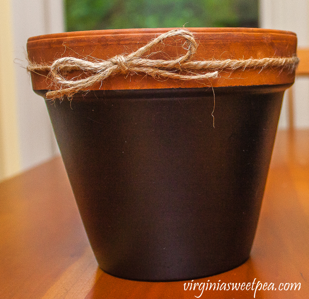 Terracotta pot painted with chalkboard paint