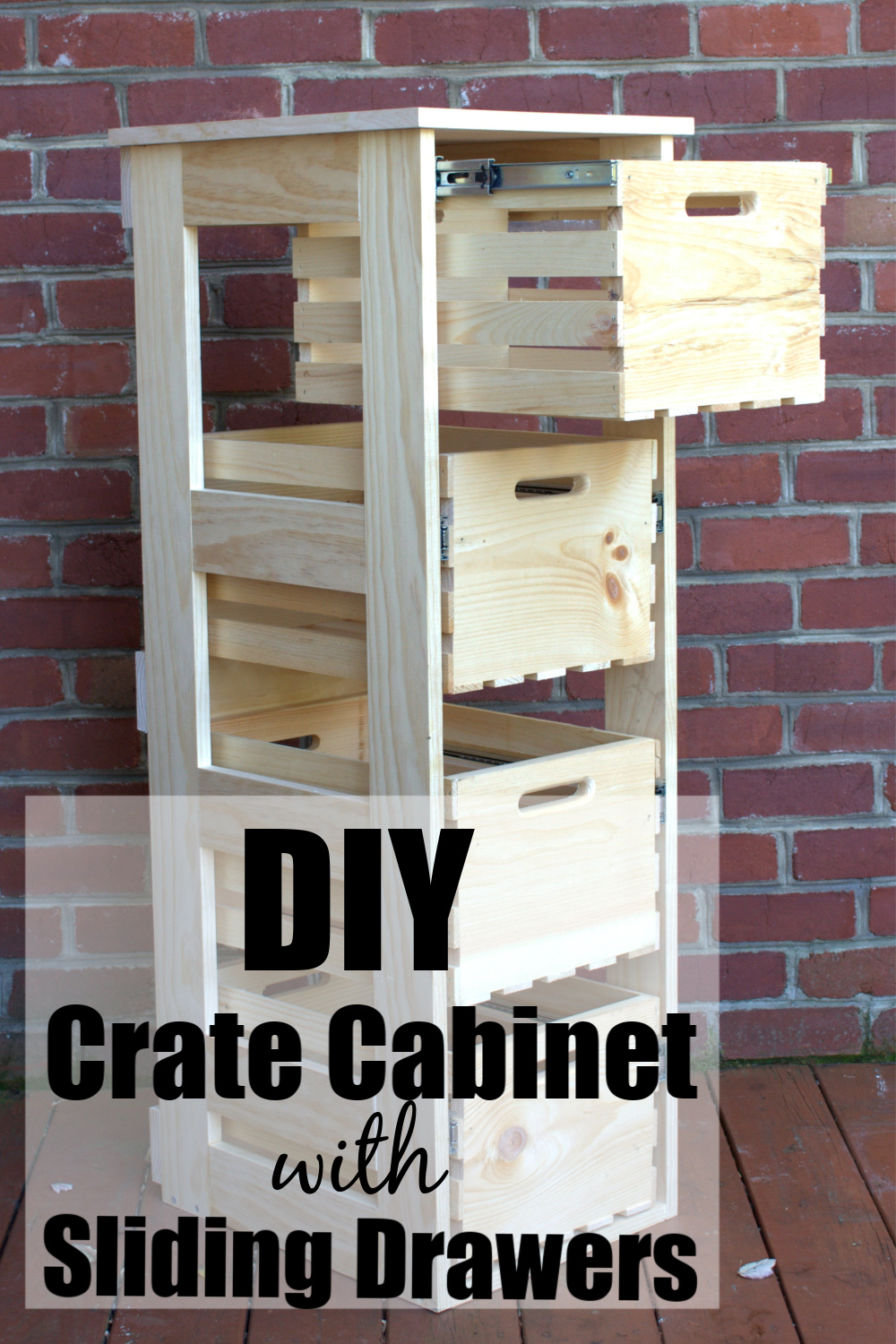 Crate cabinet made from wood crates from Home Depot.