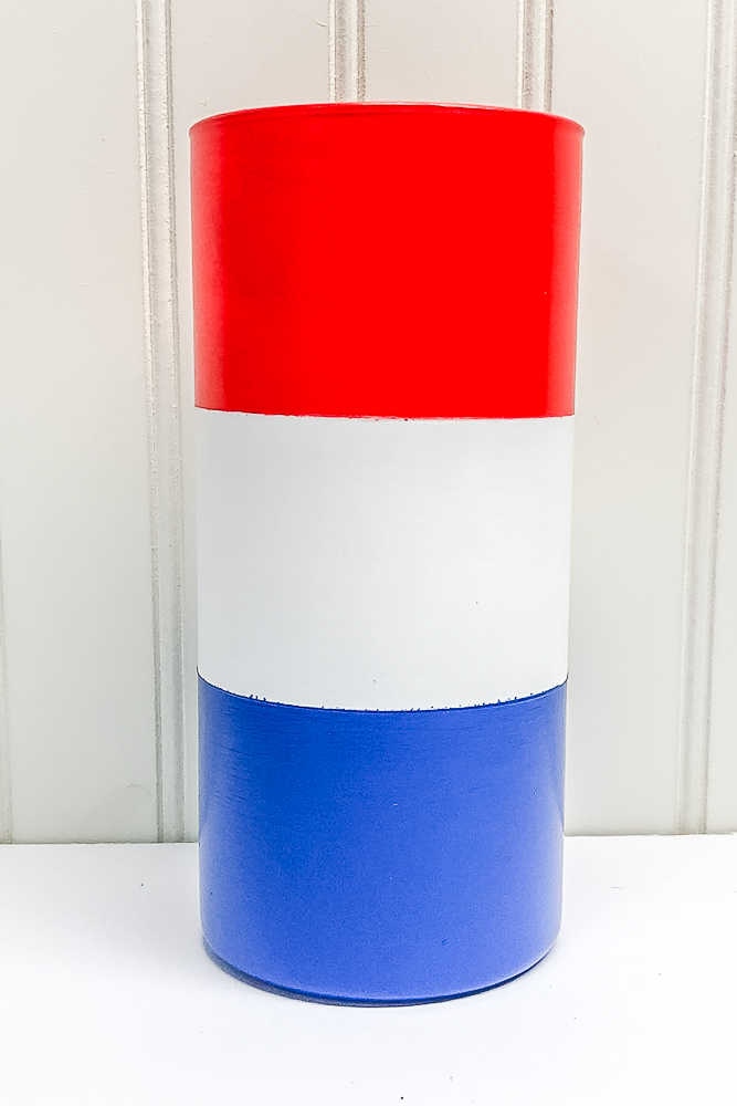 Vase painted red, white, and blue