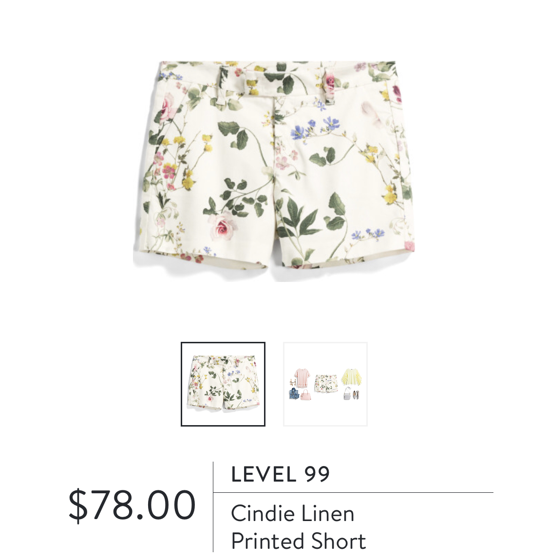 Stitch Fix Level 99 Cindie Linen Printed Short