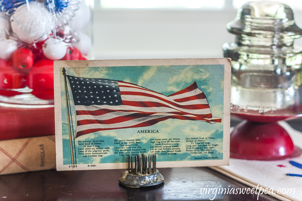 Vintage American flag postcard