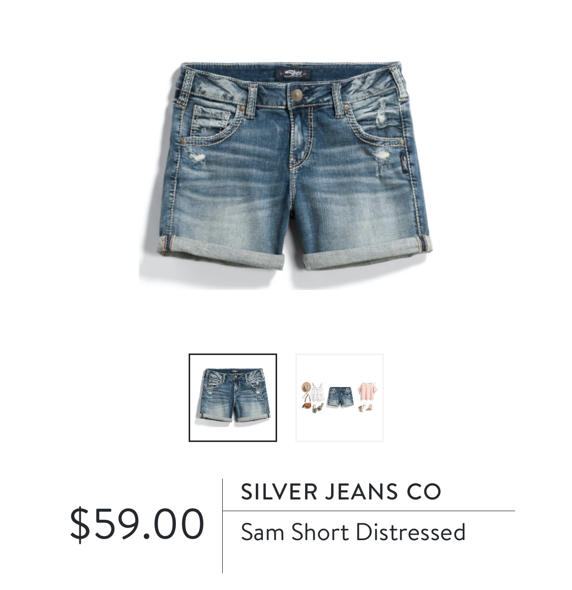 Stitch Fix Silver Jeans CO Sam Short Distressed
