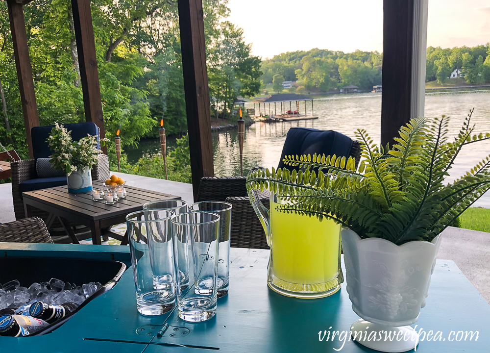 Summer ready patio at a lake house