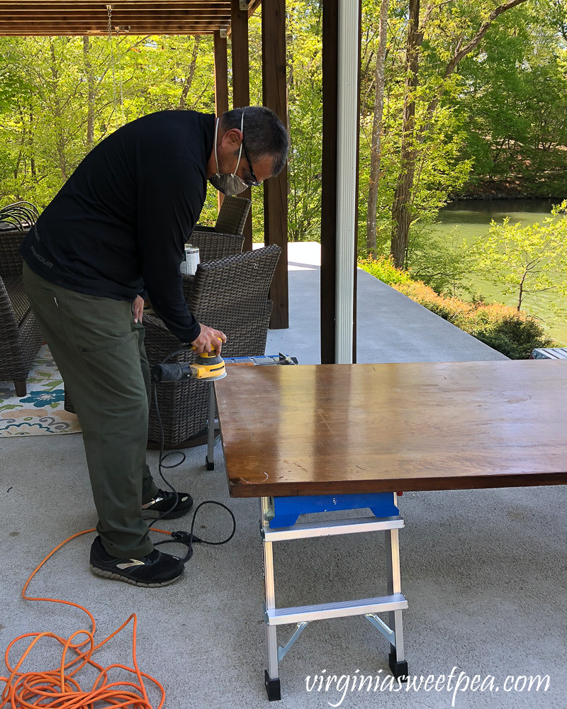 Refinishing a vintage office desk - sanding