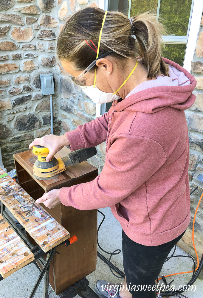 Refinishing a vintage office desk - sanding