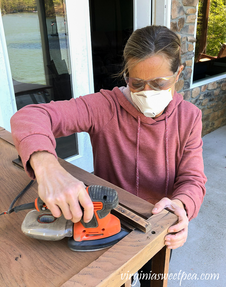 Refinishing a vintage office desk - sanding