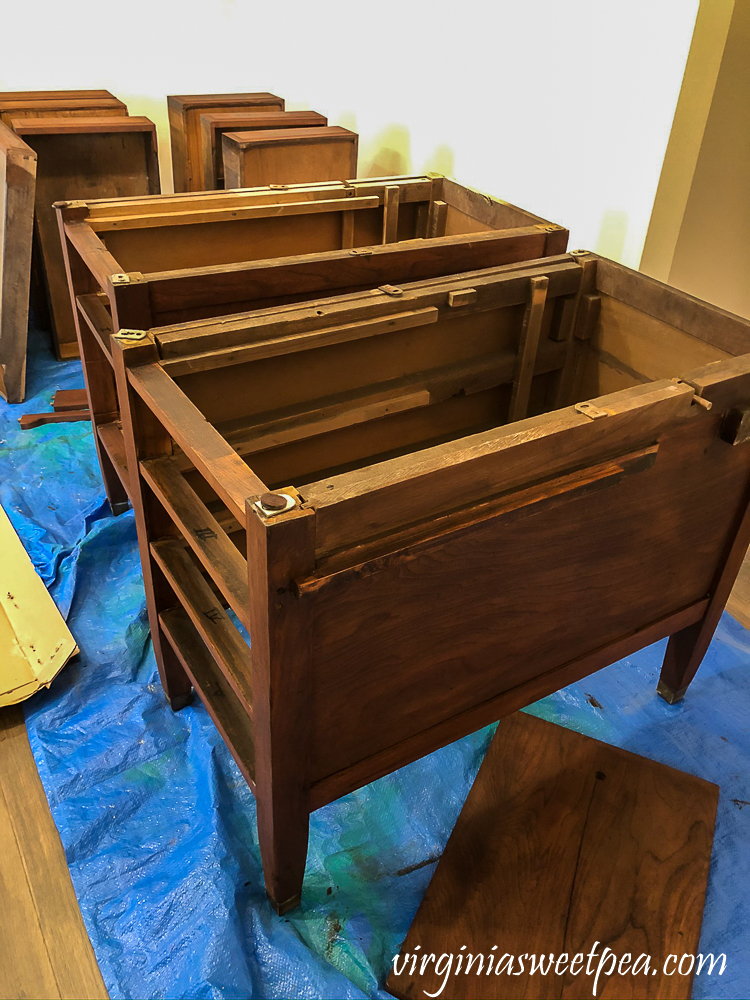 Refinishing a vintage office desk - Stained parts