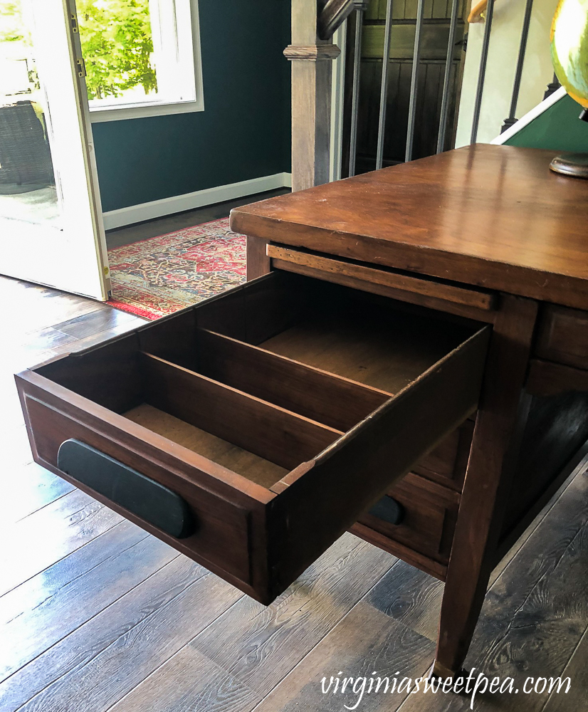 Vintage office desk drawer with dividers