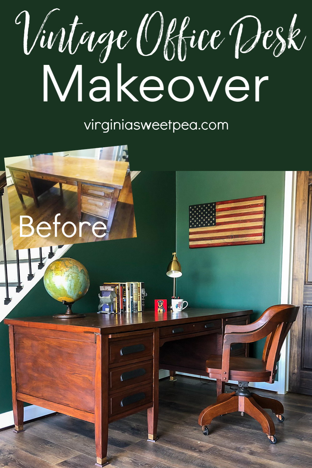 Vintage Office Desk Makeover - Sweet Pea