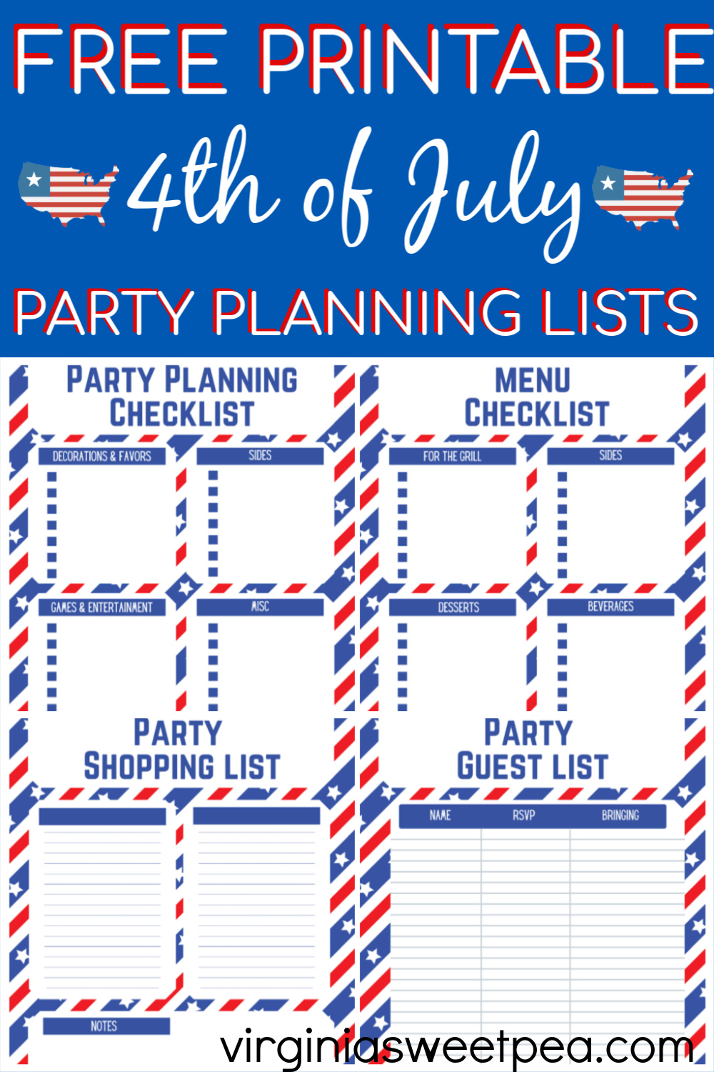 Free Printable 4th of July Party Planning Lists