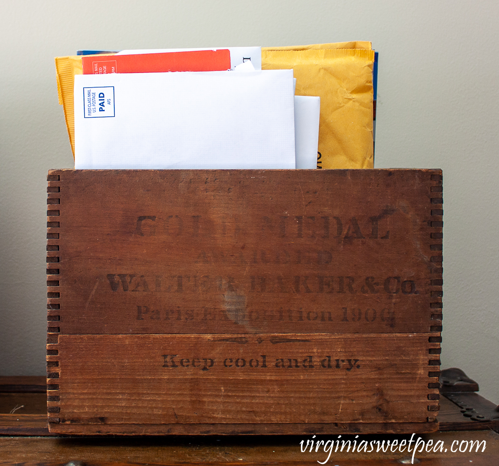 Vintage crate filled with mail