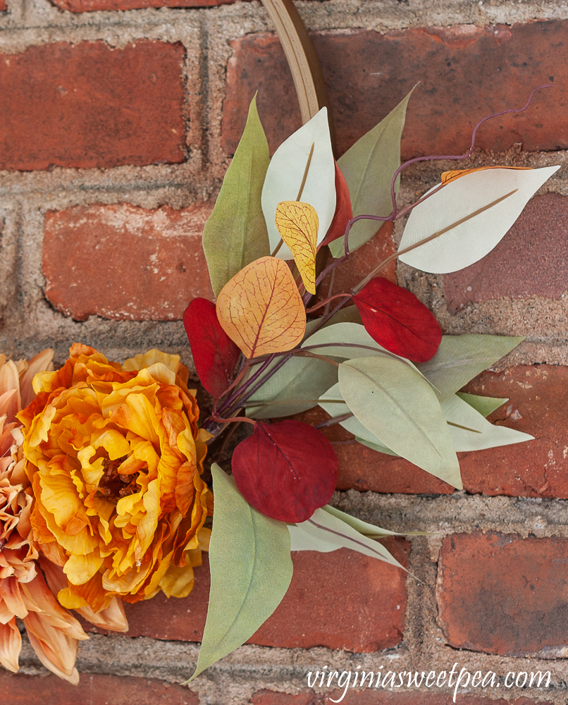 Eucalyptus with fall florals on a wreath