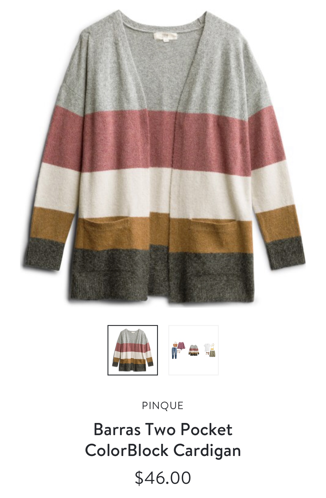 Stitch Fix Pinque Barras Two Pocket Colorblock Cardigan