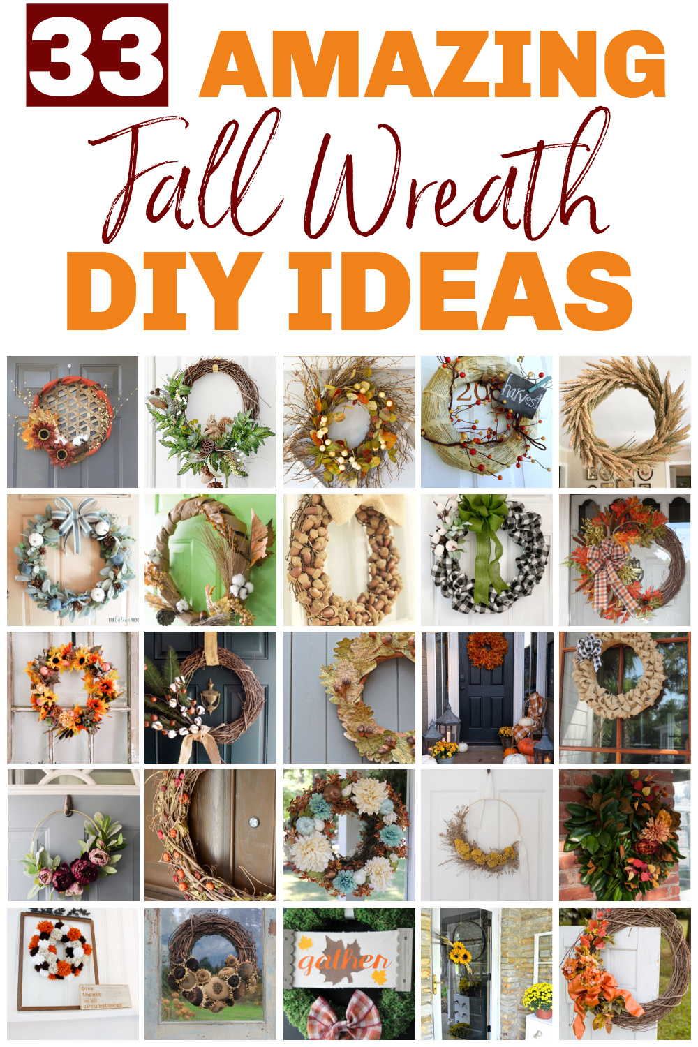 A collection of handmade fall wreaths