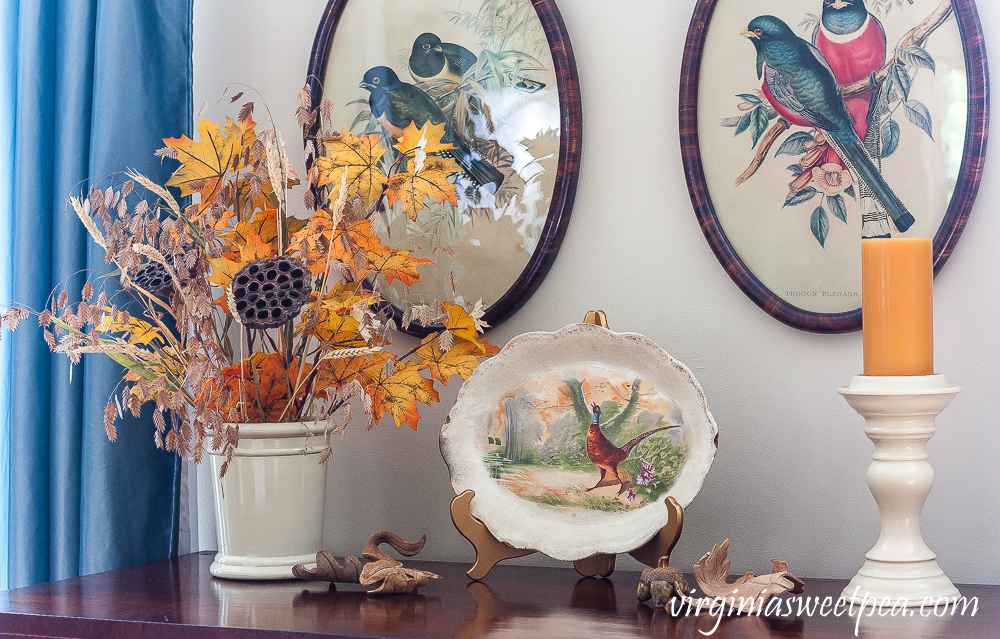 Antique chest decorated for fall