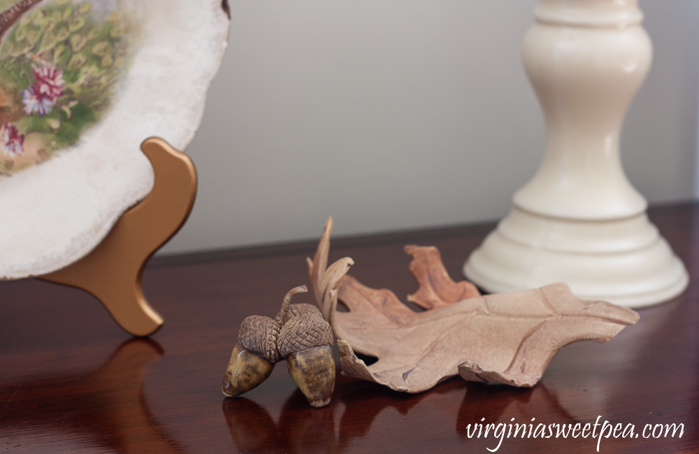 Handmade pottery leaf and acorns from NC