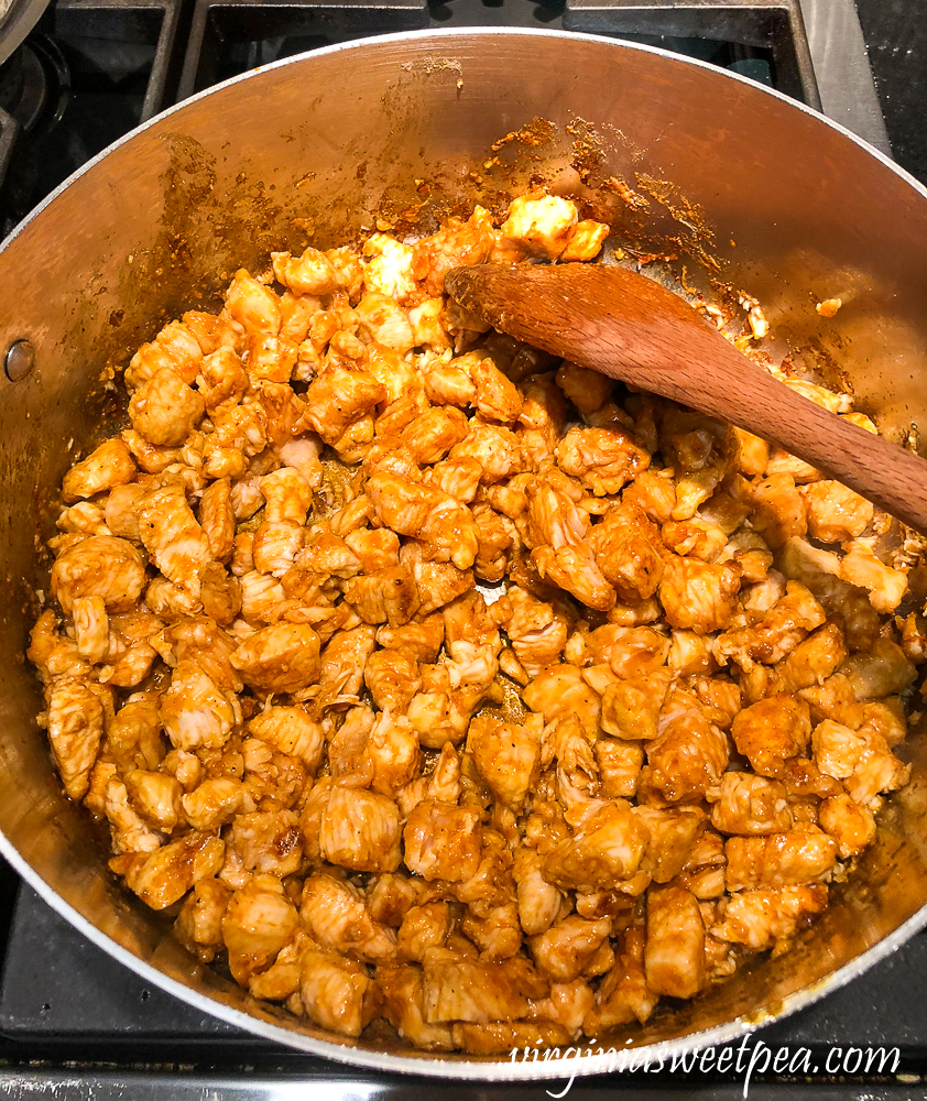 Browning chicken to make soup