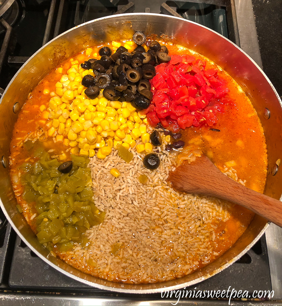 Making Fiesta Chowder soup adding ingredients