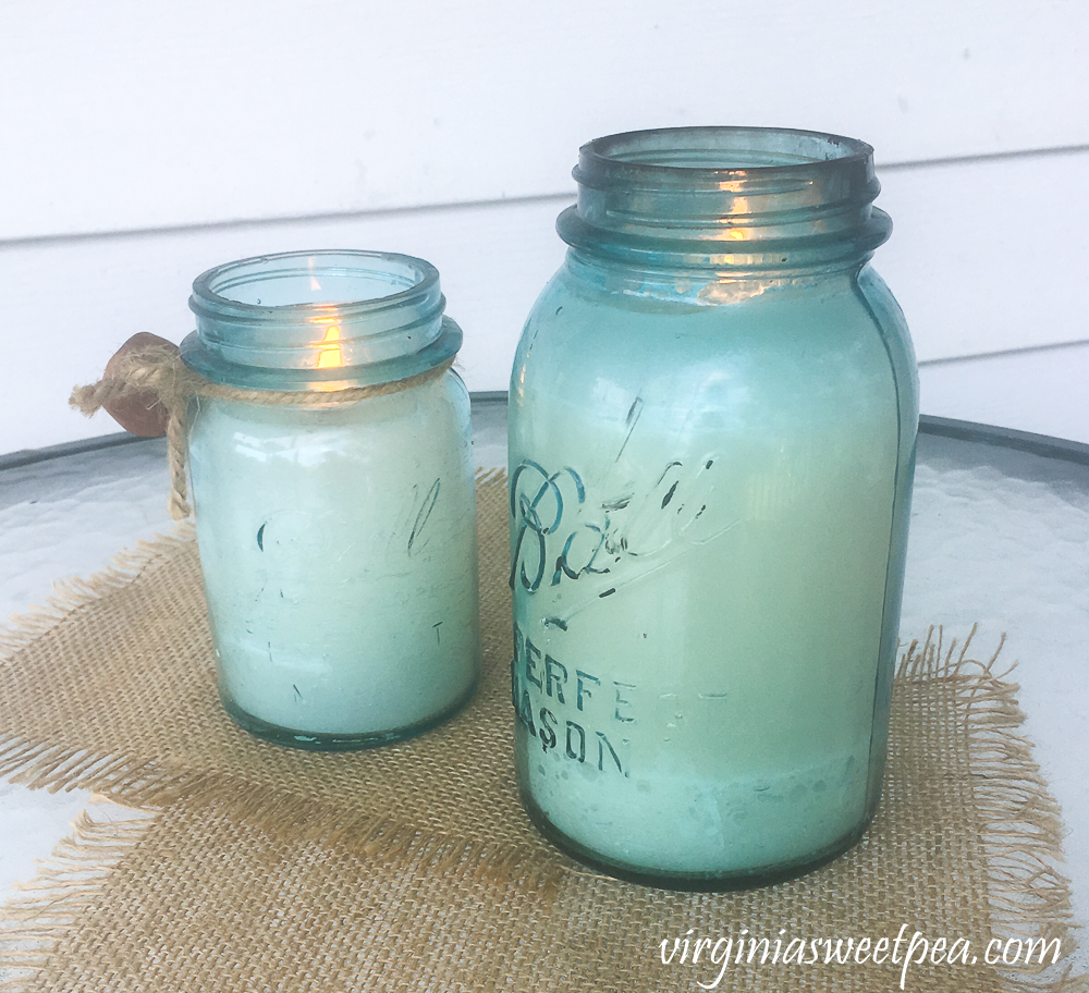 Candles made using vintage Ball Jars