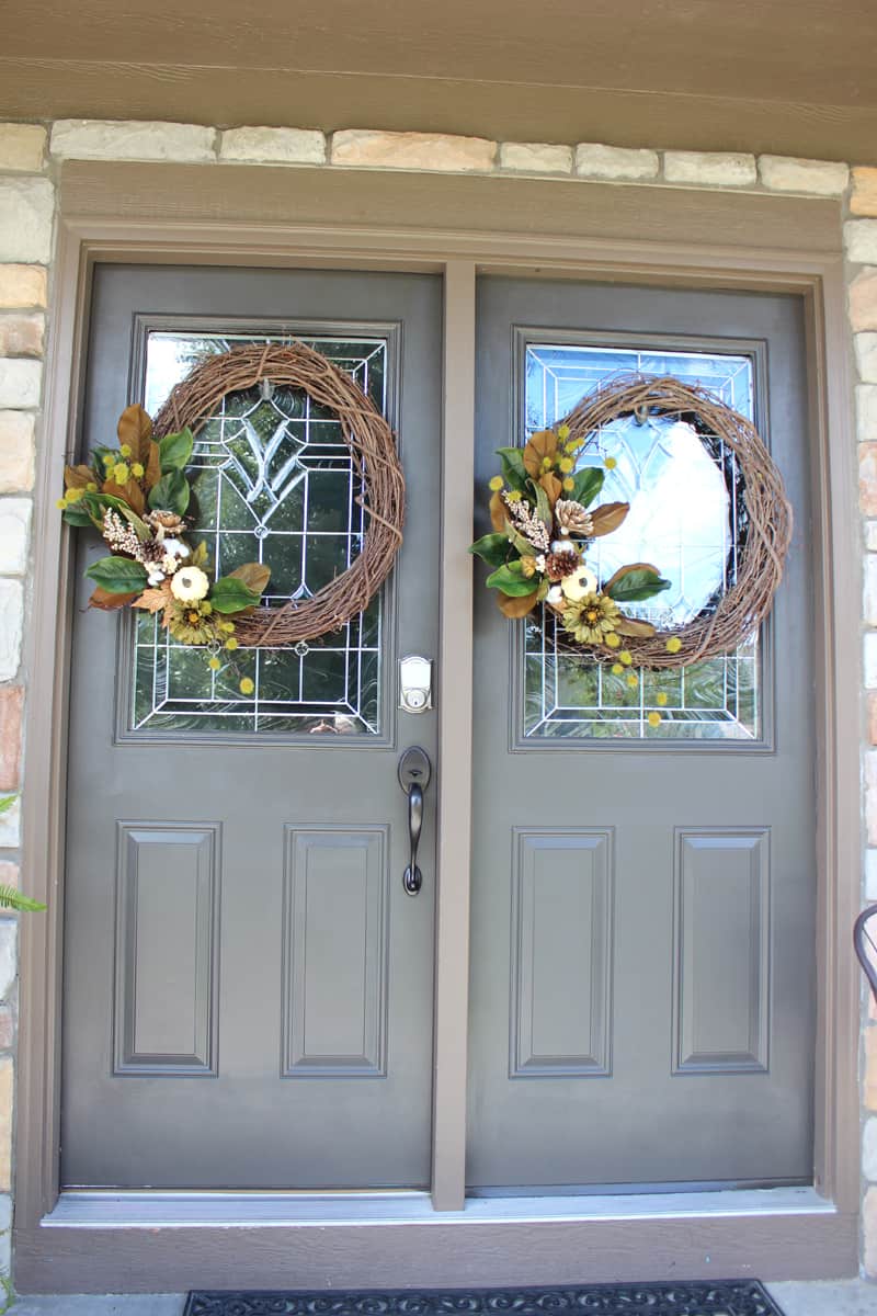 Fall wreaths on double doors