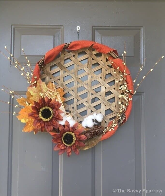 Fall Wreath using a tobacco basket