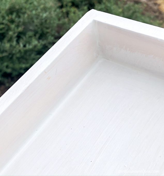 Wooden tray after being caulked