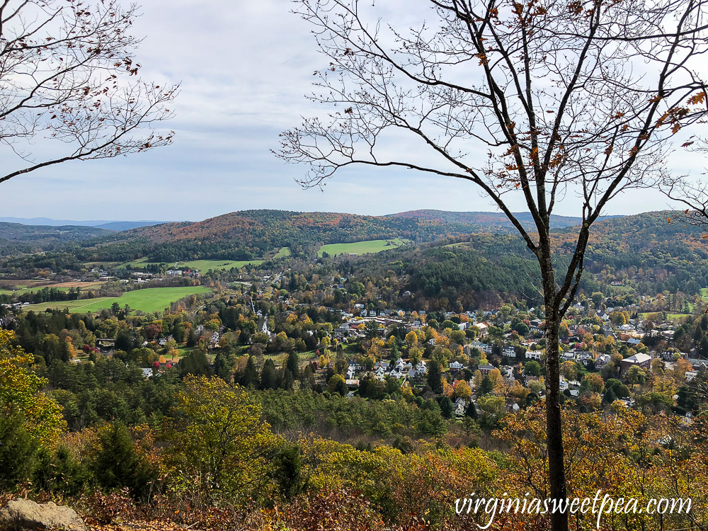 Town of Woodstock, Vermont from the top of Mt. Tom in fall