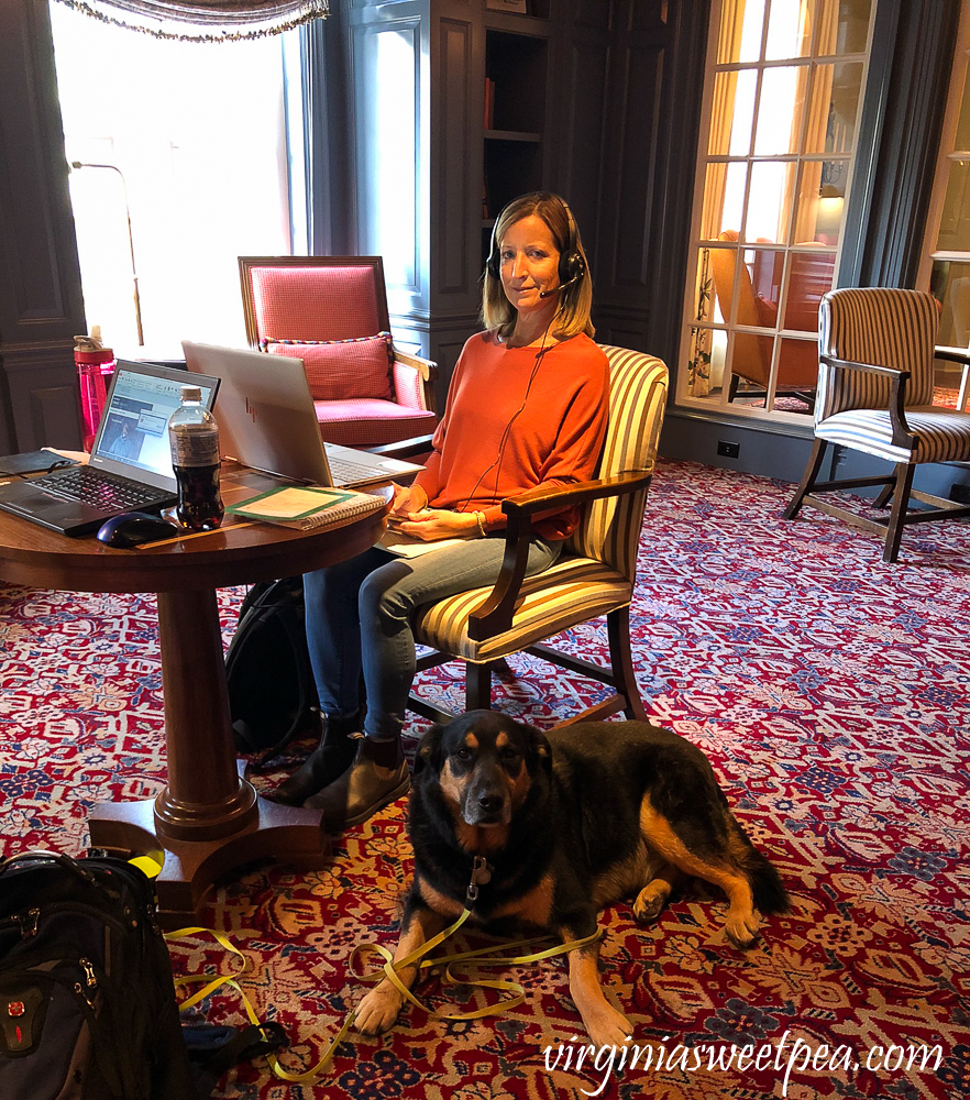 Enjoying the library in the Woodstock Inn in Woodstock, VT