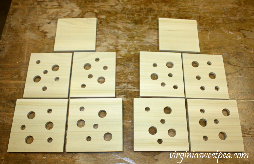 Wood pieces to make two DIY square tea light candle holders