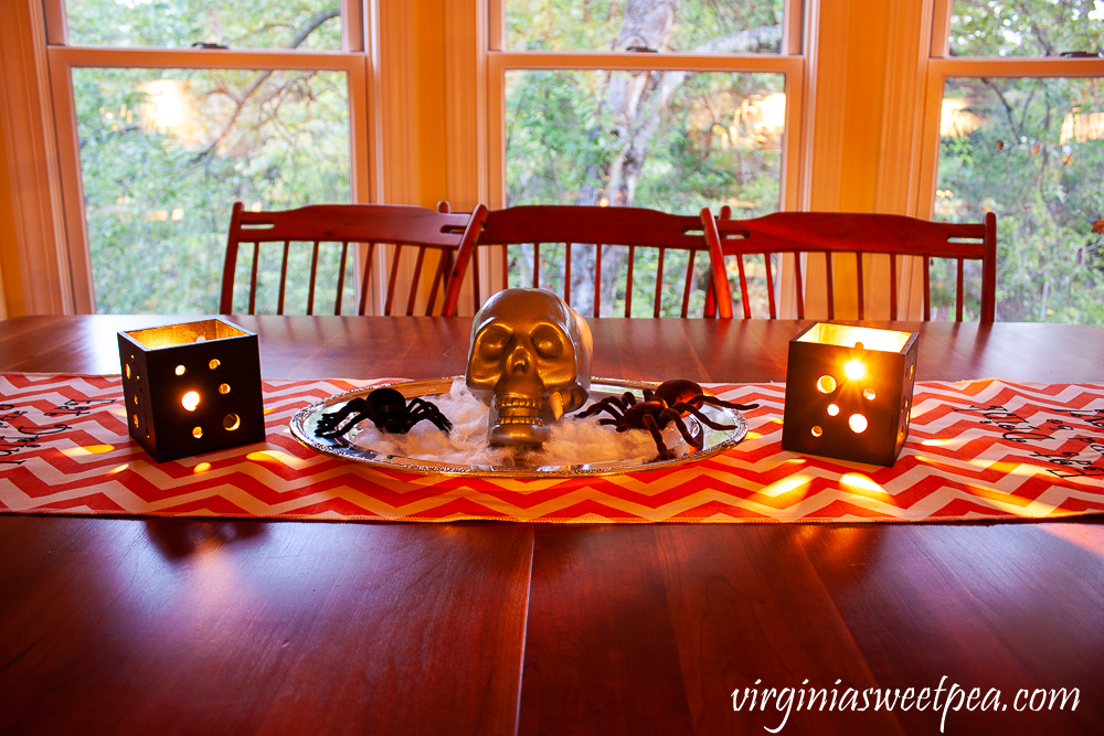 Table decorated for Halloween